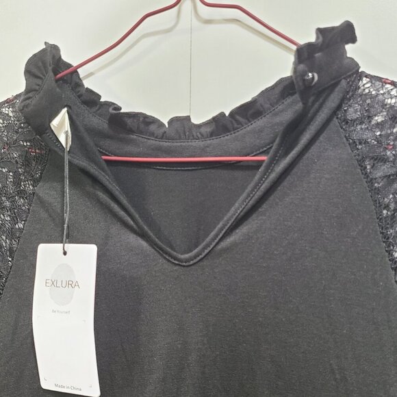 😳BUY 1,GET 2 FREE😳 NWT Black elastic waist, see through cuffed sleeves - Picture 5 of 5